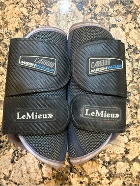 LeMieux Carbon MeshWrap Horse Boots - Black with Purple Trim size S